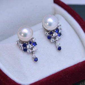 9-10mm White Freshwater Pearl <b>Dangle</b> <b>Earrings</b> S925 Silver Korean Version Strong Light <b>Fine</b> Live Broadcast for Women - Product Image 2