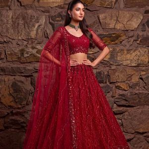 Lehenga Choli Premium Bordado con Redes de Zari y Cuentas de Cristal, con Dupatta Hecha a Mano, Fabricado por Royal Exports - Product Image 3