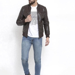 Chaqueta de Cuero para Hombre de Primera Calidad, Cuello Alto, 100% Piel de Vaca Original, Estilo Urbano - Product Image 4