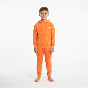 Kids Custom Kids Cotton Acid Wash Hoodie Solid Orange Color Set Regular Size Casual Sports Clothing with Personalized <b>Log</b> - Product Image 1