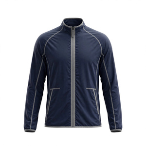 Veste de sport décontractée coupe-vent bleu roi pour homme, col rabattu, fermeture à bouton unique, coupe régulière, pour l'automne, couleur unie, devant délavé - Product Image 1