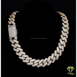 Collier chaîne en moissanite tendance, argent sterling 925, avec motif de maillons audacieux, bijoux de luxe - Product Image 6