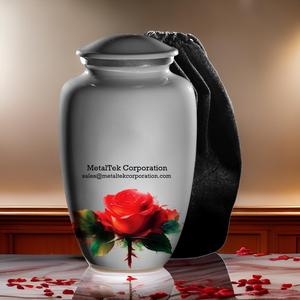 New Handcrafted Aluminum Cremation Urn 200cu Rose Memorial Urns for Ashes <b>Thread</b> <b>Lock</b> Adult Funeral Decorative Urns Metal Jars - Product Image 3