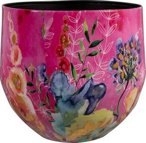 Linea Exports Inc Ceramic Round <b>Vase</b> With <b>Red</b> Floral Design Glossy Finish Handmade Traditional Style Tabletop Decor - Product Image 5