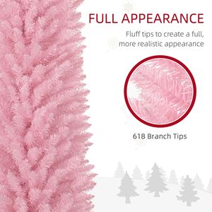 "8ft Pre-Lit Artificial Christmas <b>Tree</b> with Realistic Branches & 618 Tips <b>Plastic</b> Base 180cm Pink Decorated Warm Light" - Product Image 6