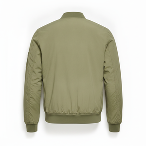 Chaqueta Bomber Verde Oliva para Hombre con Parche de la Letra S, Cierre de Cremallera, Cuello Alto, Estilo Casual para Otoño - Product Image 3