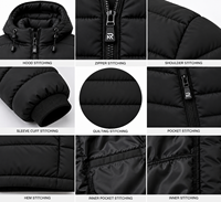 Veste d'hiver matelassée noire pour homme avec capuche, veste d'hiver rembourrée robuste pour homme, fabriquée par [Nom du fabricant]