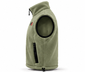 Gilet Premium Homme Vert Olive en Polaire, Col Montant Zippé, Motif Géométrique en Relief, Sans Manches, Haute Qualité OEM - Product Image 4