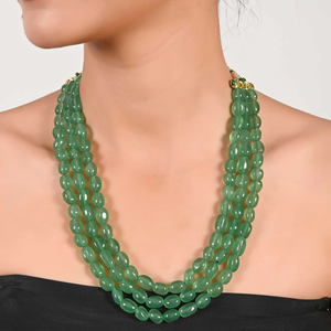 ชุดสร้อยคอประดับด้วยลูกปัดพลอยธรรมชาติแบบขายส่ง ทับทิม มรกต และโรสควอตซ์สีชมพู ชุดเครื่องประดับทำมือสไตล์โบโฮ - Product Image 4