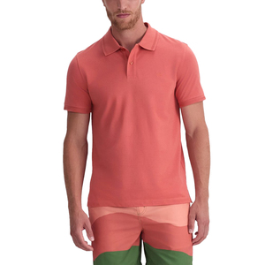 Polo en coton à manches courtes Coral, coupe classique, couleur unie, piqué tricoté, respirant, design décontracté - Product Image 1