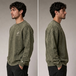 Oversized Solid Winter Acid Wash <b>Sweatshirt</b> for Men Professional Manufacture Cotton <b>Fleece</b> Eco-Friendly Breathable Streetwear - Product Image 6