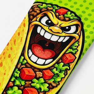 Manchon de bras imprimé en polyester avec motif Taco pour hommes, impression numérique, style sportif, longueur intégrale, fond vert - Product Image 6