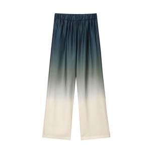 Gradient Color Casual High Elastic Wide Leg Pants Loose Fit Full-Length 100% Cotton <b>Women's</b> <b>Trousers</b> <b>Summer</b> Digital Minimalist - Product Image 1