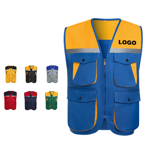 Veste de sécurité unisexe en coton personnalisée, haute visibilité, avec bande réfléchissante argentée non toxique, vêtements de travail, chemise de chantier avec poches - Product Image 1