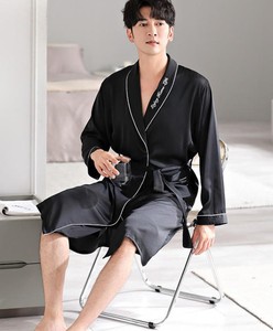 Ensemble de nuit tricoté respirant pour couple, vêtements d'intérieur pour printemps, été, automne, hiver, comprenant short pour homme et robe camisole pour femme avec coussinet de poitrine - Product Image 6