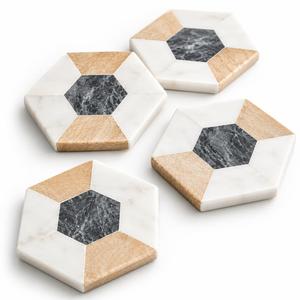Posavasos Cuadrados de Madera y Resina Hechos a Mano, Tapetes para Bebidas con Rayas, Decoración Ecológica para Mesa de Comedor - Product Image 5