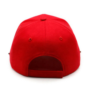 <b>Red</b> 6-Panel Baseball Cap Unisex Fitted Cotton Solid Color Casual Hat for Adults - Product Image 5