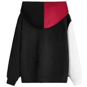 Sweat-shirt polaire personnalisé éco-responsable pour homme avec capuche à épaules tombantes, design patchwork color block, logo personnalisé - Automne - Product Image 5