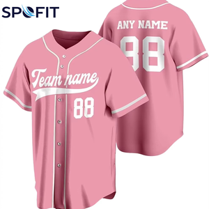 Maillot de baseball col en V OEM 2026 100 % polyester, fermeture entièrement boutonnée, imprimé par transfert thermique, respirant, séchage rapide, nom d'équipe personnalisé - Product Image 1