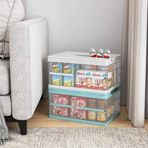 2 Pack Clear Plastic <b>Collapsible</b> <b>Storage</b> Bins Lids Foldable <b>Storage</b> <b>Boxes</b> Stackable <b>Storage</b> Plastic <b>Storage</b> Bins <b>Boxes</b> - Product Image 4