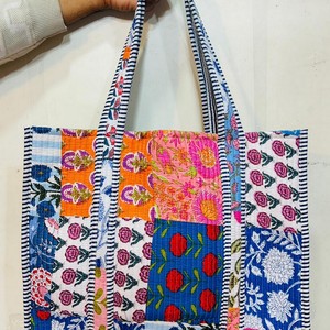 Wholesale Indian Hand Block Print Cotton Quilted Tote <b>Bag</b> Handmade Shopping Grocery <b>Bag</b> Daily Use Perfect <b>Gift</b> Mixed Colors - Product Image 4