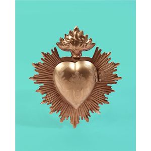 Wholesale Custom Metallic Flamed Sacred Heart Ex Voto <b>Wall</b> <b>Hanging</b> Catholic Devotional Art Antique Finish Sacred Heart Decor - Product Image 1