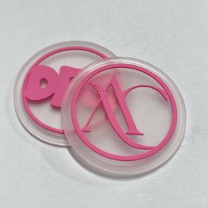 Parche Circular de PVC Rosa Personalizado con Diseño de Logotipo AC, Parches Adhesivos Flexibles para Regalos - Product Image 5