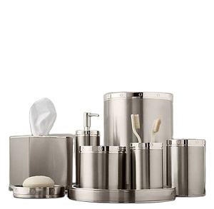 American Style Shiny Mirror Polished Bathroom <b>Set</b> OF 6 With Brushholder <b>Soap</b> dispenser Bathroom Accessories tissue Holder Trays - Product Image 1