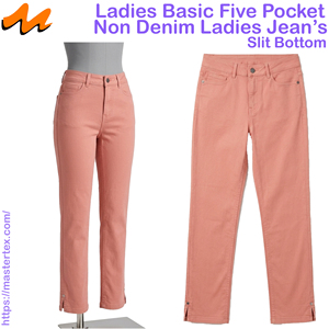 Pantalon Femme Cinq Poches à Fente, Coupe Slim, Tissu Respirant Non-Denim, Coton Spandex, Idéal Printemps-Été, Grammage 6.64 oz - Product Image 2