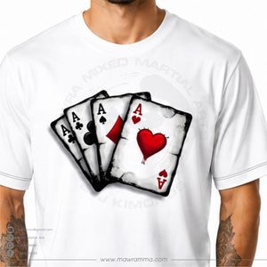 Custom OEM DTG Print Men Oversized Drop Shoulder T Shirt <b>Graphic</b> Heavyweight 100% Cotton <b>White</b> Playing <b>Cards</b> Printed Tee Shirt - Product Image 3