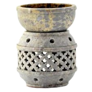 Round Shape Bowl Type Natural Pure Soapstone Aroma Oil Burner With Hand Curved Design For Home Decoration - Product Image 4
