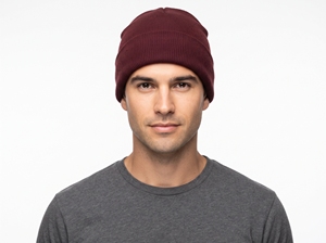 Bonnet unisexe en tricot bordeaux 100 % acrylique, couleur unie, style décontracté, chaud pour l'hiver, taille adulte 56-58 cm, style urbain quotidien - Product Image 2