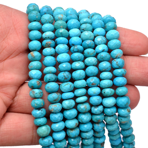 AAA+ Genuine <b>Turquoise</b> 8mm Rondelle <b>Beads</b> Natural Arizona <b>Turquoise</b> Semiprecious Gemstone Faceted Loose <b>Beads</b> for Jewelry Making - Product Image 1