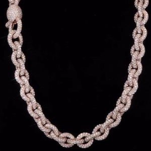 Luxury <b>Iced</b> <b>Out</b> Diamond Cuban Link <b>Chain</b> Necklace Rose Gold Hip Hop Jewelry Statement Necklace Unisex Glamour Style - Product Image 6
