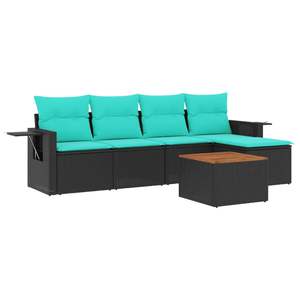 Set di divani da giardino in polyrattan nero da 6 pezzi con cuscini - Product Image 2