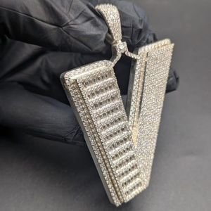 Colgante Iced Out personalizado con letra, de plata de ley 925, con diamante de moissanita, engaste hecho a mano, joyería de lujo estilo hip hop bling. - Product Image 5