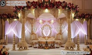 Tamil Wedding Manavarai Fiberglass Mandap UK Australia Modern Detachable Hand Carved Pillars South Indian Wedding Mandap - Product Image 5