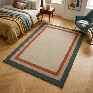 Tapis en laine tufté à la main de qualité supérieure, minimaliste, résistant aux taches, lavable, moderne, beige, vert, terre cuite, pour salon, chambre à coucher - Product Image 6