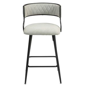 Set di 2 Sgabelli da Bar Altezza 26 Pollici con Rivestimento in PU, Base e Poggiapiedi con Finitura Nera in Polvere per Isola Cucina e Bancone Bar - Product Image 4