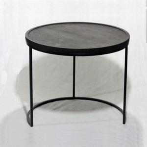 Mesa de Centro de Hierro Forjado, Mesa de Café Redonda de Hierro con Tapa de Vidrio, Mesa de Café Antigua con Tapa de Mármol - Product Image 2