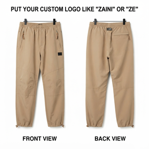 Men Windbreaker Pant Nylon Spandex 160 GSM Lightweight Woven Fabric Elastic Waist <b>Zip</b> <b>Pockets</b> Custom Rubber Logo <b>Jogger</b> Outdoor - Product Image 1