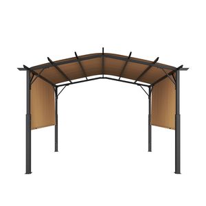 Pergola Retrattile da Esterno 12 x 10 piedi, Tettoia Parasole con Parte Superiore Arcuata, Riparo in Metallo per Patio, Grande Gazebo e Pergola - Product Image 1