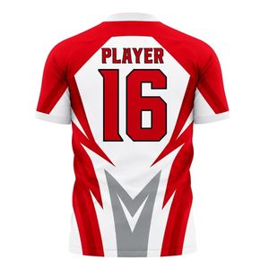 Ensemble de maillots de football personnalisés rouge et blanc, respirant, à séchage rapide, uniforme de football avec nom et numéro du joueur, logo de l'équipe, vêtements de sport OEM ODM - Product Image 2