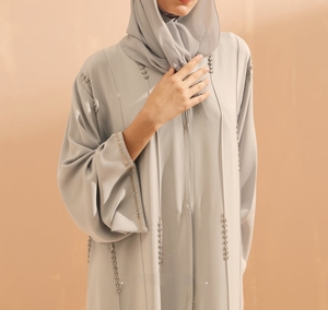 Modern Luxurious Women Kaftan Abaya Dress Handmade Turkish Floor Length Long Sleeve Soft Breathable Polyester Floral Loose Fit - Product Image 2