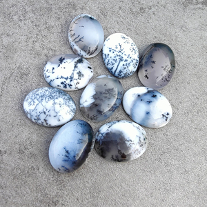 Cabochon d'agate dendritique naturelle, forme ovale, dos plat, pierre précieuse calibrée, pour la fabrication de bijoux - Product Image 1