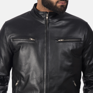 Veste en cuir pour homme, best-seller de la mode d'hiver, nouveau design avec col montant et motif de lettres sur le devant, veste confortable - Product Image 6