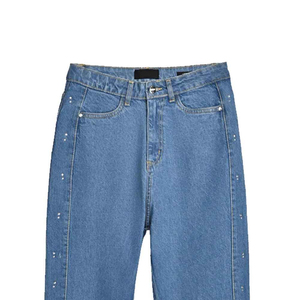 Custom Plain Baggy Oversized Women's Hip Hop Streetwear Overalls Breathable Eco-Friendly Denim <b>Pants</b> - Product Image 3