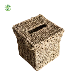 Boîte à mouchoirs en rotin de jonc de mer tissé, boîte de rangement faite à la main, écologique, décoration naturelle pour la maison et la maison, vente en gros du Vietnam - Product Image 1