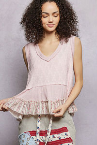 Camiseta sin mangas con textura y cuello en V con estampado floral POL - Product Image 5