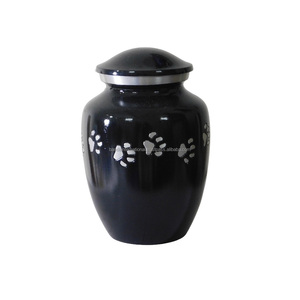 Urnas de cremación de aluminio de alta calidad para mascotas con Peltre con estampado de pata y urnas funerarias de Metal con acabado de Color azul marino para cenizas humanas - Product Image 1